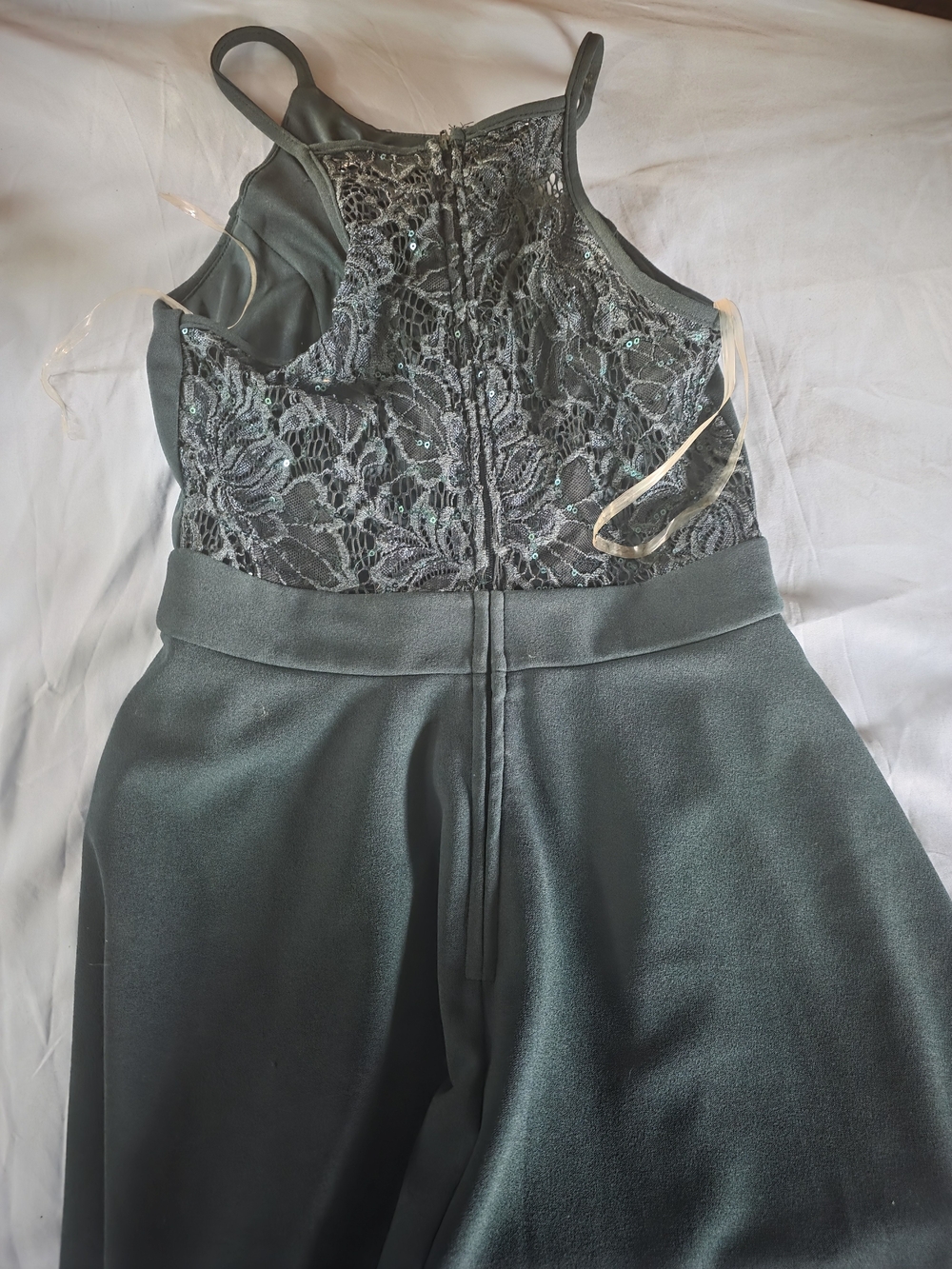 Three Hearts Dark Teal Lace Bodice Dress